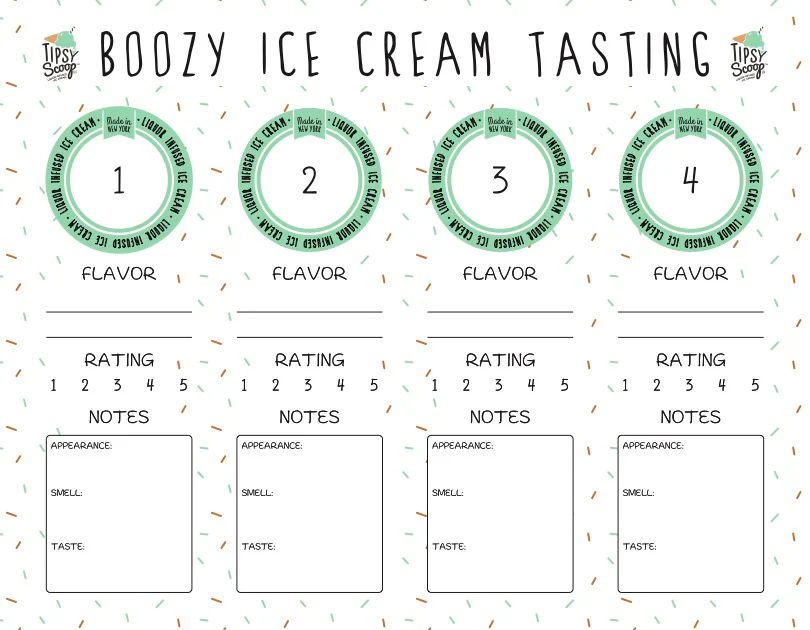 Tipsy Scoop flight tasting cards- case of 200 (franchisee)